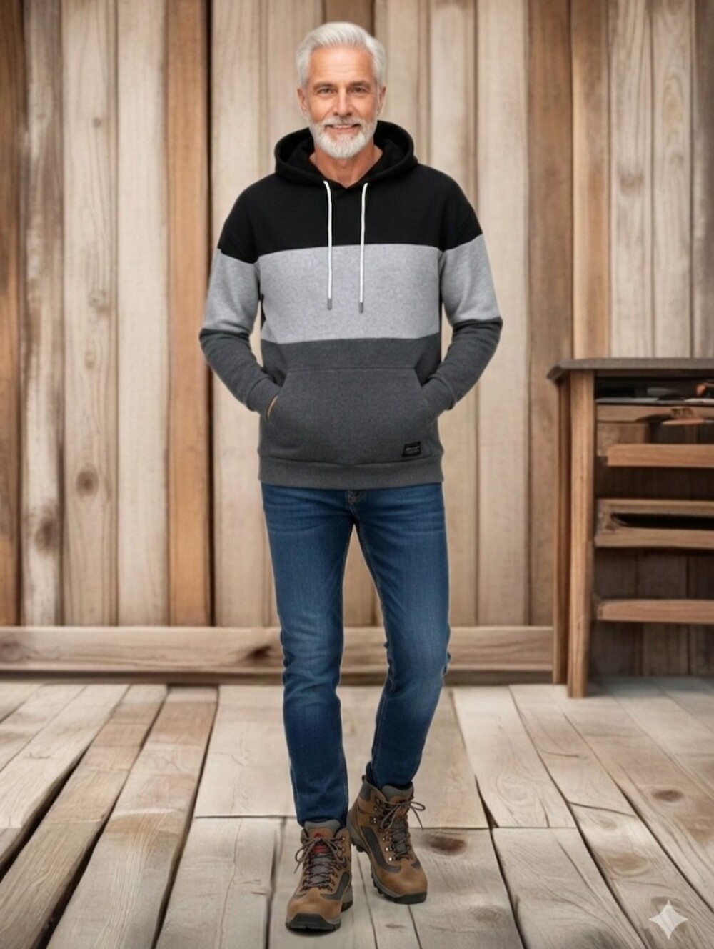 Men's Colorblock Hoodie L